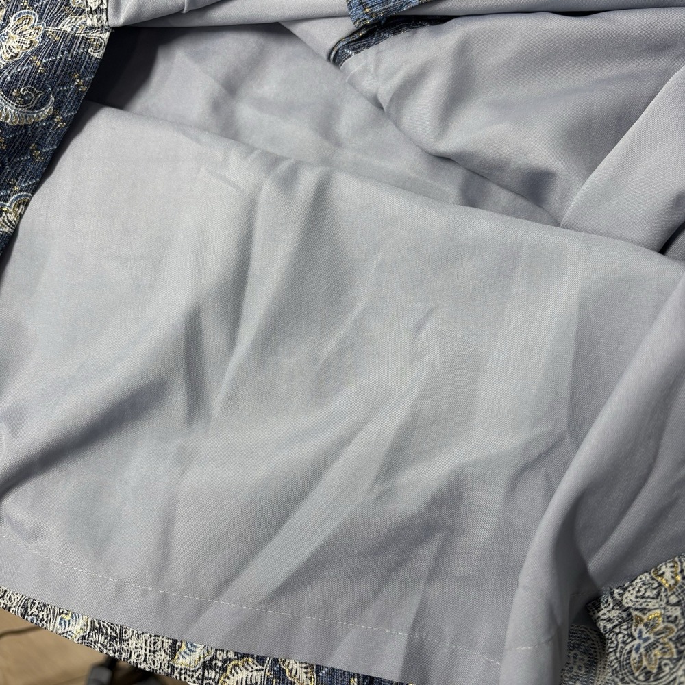 Batik Keris Men Short Sleeve Button Up Shirt Size 16.5 Blue Silky Polyester Asia - Picture 8 of 13